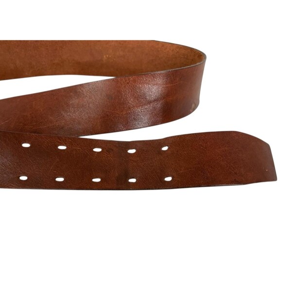 Harness Cowhide 2 Prong Brown Leather Belt   Unisex Size 36  Men's Women's - Picture 8 of 14
